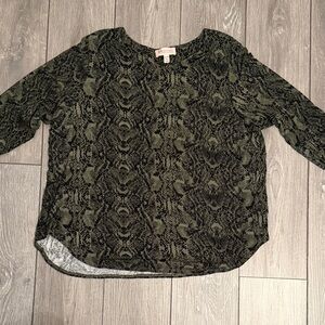 Philosophy Olive and Black Patterned Blouse